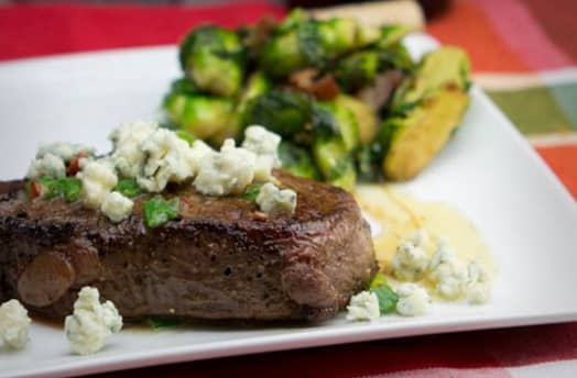 Recipe for Filet Mignon With Chive Marijuana Butter and Blue Cheese 