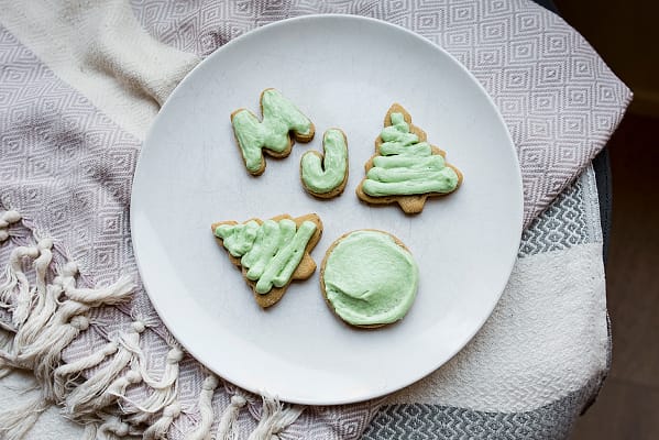 frosted cookies on a plate