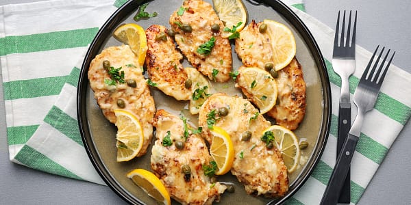 Chicken Picatta -- chicken with capers and lemons